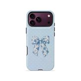 İphone 18 Pro Max Vorian Magsafe Çift Katmanlı Blue Toile Bow Kılıf