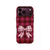 İphone 18 Pro Vorian Çift Katmanlı Cherry Gingham Bow Kılıf