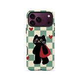 İphone 18 Pro Vorian Çift Katmanlı Damalı Kedili Kılıf