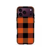 İphone 18 Pro Vorian Çift Katmanlı Orange Buffalo Check Kılıf