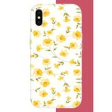 İphone X-Xs Uyumlu Sarı Çiçek Pattern Baskılı Silikon Kılıf