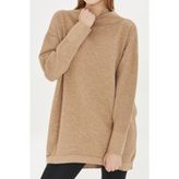 Irmak Kerekli Kadın Camel Oversıze Triko Tunik 1201