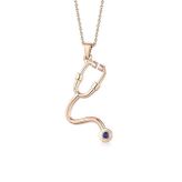 İryum Steteskop Safir Kolye