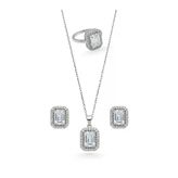 Işıltı Çevrili Baget Gümüş Set&Takım