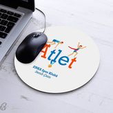 Isimli Atlet Temalı Yuvarlak Mousepad - Beyaz