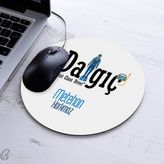 Isimli Dalgıç Temalı Yuvarlak Mousepad - Beyaz