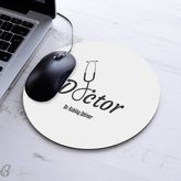 Isimli Doktor Temalı Yuvarlak Mousepad - Beyaz