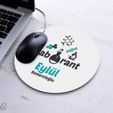 Isimli Laborant Temalı Yuvarlak Mousepad - Beyaz