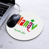 Isimli Manav Temalı Yuvarlak Mousepad - Beyaz