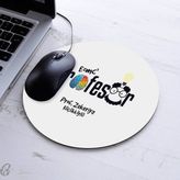 Isimli Profesör Temalı Yuvarlak Mousepad - Beyaz