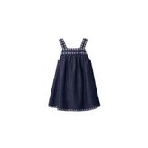 İŞLEMELİ ÇİÇEKLİ DÖKÜMLÜ DENIM ELBİSE