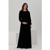 Issıl A036-Pliseli Kemer Hamile Sifon Abiye Elbise