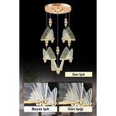 Istanbul Avize Ipek 5'li Gold Ledli 3 Renk Modern LED Avize