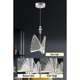 Istanbul Avize Ipek Tekli Gümüş Ledli 3 Renk Modern LED Avize