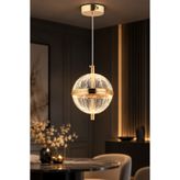 İstanbul Avize Küre Tekli Gold Ledli Modern 3 Renk Led Avize