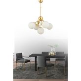 Istanbul Avize Larin 5'li Gold Beyaz Glop Camlı Avize - Gold - Beyaz