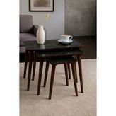 Istanbul Siyah Mermer 3'lü Zigon Sehpa %100 Mdf