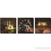 İstanbul Ve Gece Duvar SaatiKanvas Tablo