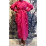 İTHAL Ithal Fırfır Detaylı Elbise - Pembe - M