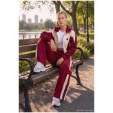 it's basic Kadın Bordo Bej Crop Sweatshirt Eşofman Pantolon 2'li Takım