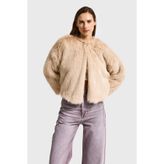 It's basic Kadın Crop Fit Peluşlu Kürk Mont