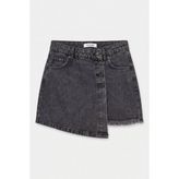 Its Basic Kadın Gri Renk Önü Düğmeli Denim Şort Etek - 34