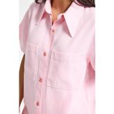 it's basic Kadın Light Pembe 6s6-98 Oversize %100 Koton Pamuk Denim Gömlek