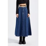 its basic Kadın Mavi Renk Vinca A Tipi Kesim Denim Etek