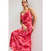 it's basic Kadın Pembe Baskılı s6 Çiçek Desen-5 Maxi Boy Özel Tasarım Elastan Elbise