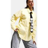 it's basic Kadın Sarı Renk Oversize Kravatlı Özel Tasarım Bol Kesim Gömlek