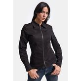 It's Basic Kadın Siyah W6-1 Slim Fit Fermuar Detaylı Gömlek