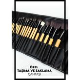 Izla Bambu Makyaj Fırça Seti - Profesyonel Çantalı 24 Parça