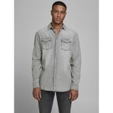 Jack&Jones 12138115 Uzun Kollu Açık Gri Erkek Kot Gömlek