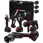 Jackpower 988VP Brushless 6'lı Set Şarjlı Hilti Şarjlı Taşlama Şarjlı Darbeli Matkap Makas&testere 3200W Güçlü Elektrikli Kırıcı - KIRMIZI
