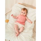 Jakarlı Örmeli Askılı Atlet Şort Bebe Takımı - Nar Çiçeği - 6 - 9 Ay