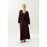 Jakarlı Saten Etek Bordo - 40