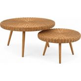 Japandi Stil Rattan 2'li Orta Sehpa Seti