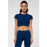 Jerf Captiva Yumuşak Dokulu Esnek Mavi Crop Top