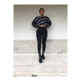 Jilly Jo Kadın Siyah Çelik Örme Tayt, L Beden