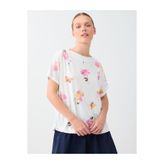 Jimmy Key Kırık Beyaz Floral Desenli Düşük Omuz Modal Bluz