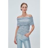 JOIN US Bardot Yaka Simli Kırışık Model Bluz