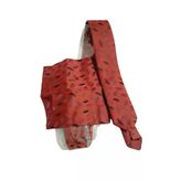 JTAW25KRV1671 MENDİLLİ İNCE KRAVAT%100 MİCROFİBER KIRMIZI BORDO DESENLİ JANTİ KRAVAT