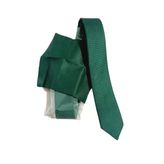 JTAW25KRV1672 MENDİLLİ İNCE KRAVAT%100 MİCROFİBER KOYU YEŞİL DÜZ JANTİ KRAVAT