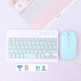 Junglee Bluetooth + Usb Wireless Klavye Mouse Seti Sessiz Şarjlı Bt+Usb Mouse & Keyboard Set Mavi