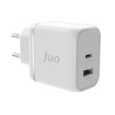 Juo 45W GaN USB-C + USB-A iPhone ve iPad ve Macbook ve Samsung Uyumlu PD Type-C Beyaz Hızlı Şarj Cihazı