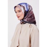 K.Lacivert Soyut Ebruli Desen Twill İpek Eşarp