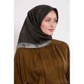 K.Yeşil Kenar Leopar Twill İpek Eşarp