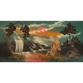 Kabartmalı 3D Tablo 105X55 Cm - Şelalede Sevgililer Tablo
