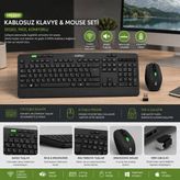 KABLOSUZ KLAVYE - MOUSE SETİ SİYAH USB - SESSİZ - SWİTCH Q KLAVYE KM-2620 (5668)