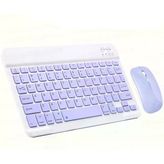 Kablosuz Klavye ve Mouse Set Type-C Şarjlı Bluetooth 2.4g Bağlantlılı Mor